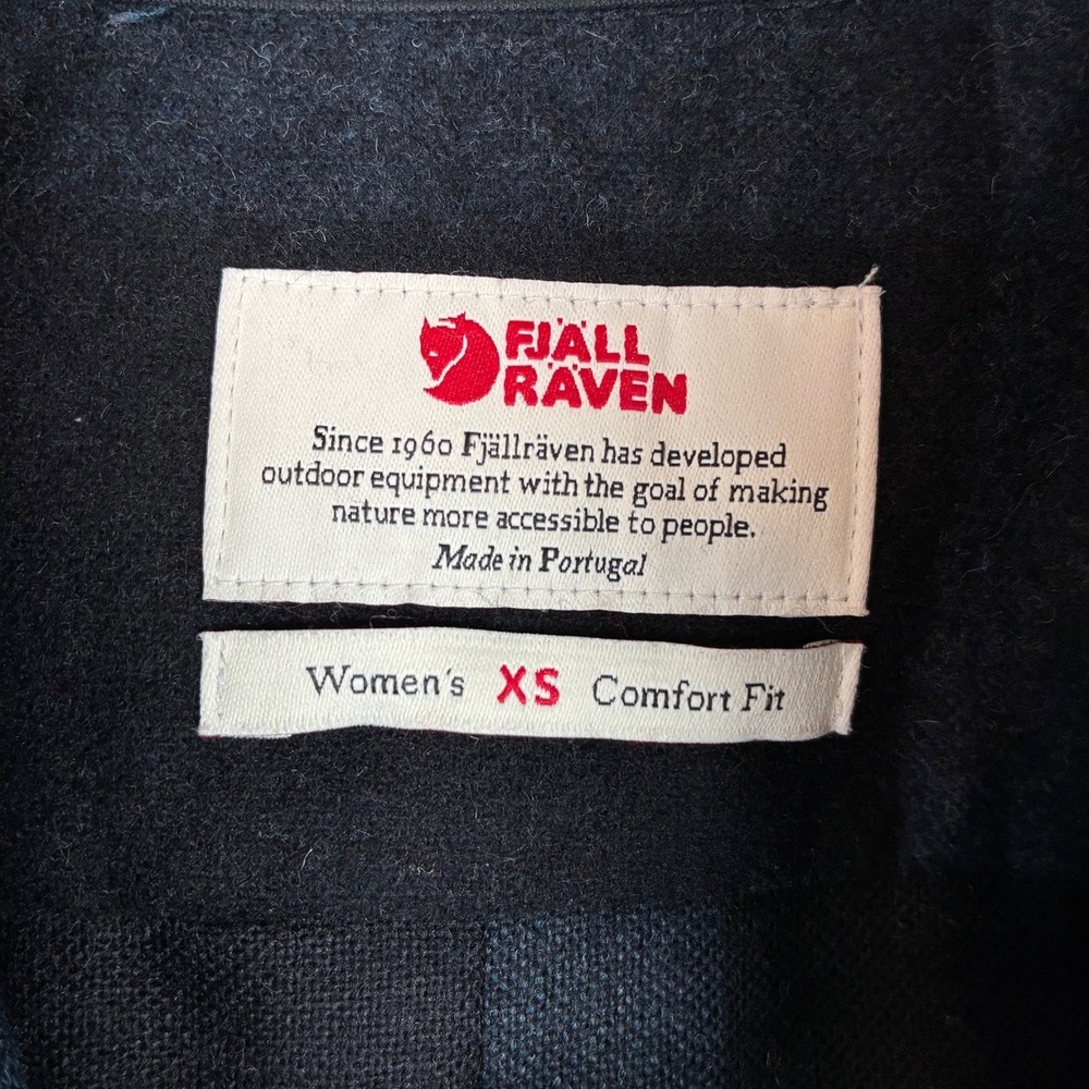 Fjallraven Canada Shirt Women XS Navy Black Plaid Wool Blend Flannel Button Up - Picture 5 of 15